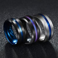Blue Groove ribbon Stainless steel ring wedding engagement r...