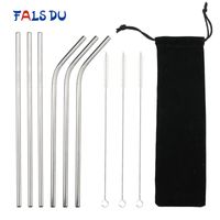 6pcs Resuable Stainless Steel Drinking Straws Straight Bent ...