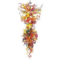 Mão colorida moderna soprado de Murano Vidro de cristal Art Candelabro Luz grande cristal pendurado pingente Lâmpadas LED