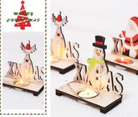 Nueva festiva de Santa Claus Navidad de la vela de madera titular de Navidad ornamentos del regalo de escritorio Decoración Para Cafetería Bar fiesta de Navidad Decoración