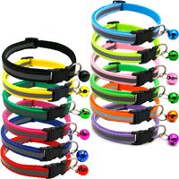 Pet multicolor bell collar night safety reflective paste tra...