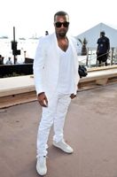 Yeni Beyaz Slim Fit Erkekler Takım Elbise Yaz Düğün Damat Smokin 2 Parça (Ceket + Pantolon) Casual Suits En Iyi Adam Blazer 362