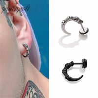 2020 Punk Stainless Steel Earrings Women Men Hip Hop Black Eagle Claw Stud Earring Fashion Jewelry Best Gift for Friend Boys