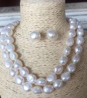 Solo trands 11-12 mm Südsee Barock weiße Perlenkette 33 und 925 Silberohrring