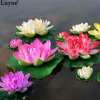Luyue 5 sztuk / partia sztuczna piana lotosu kwiaty fałszywy bukiet do dekoracji ślubnej zbiornik rybny pływające symulacja wody lilia lotos