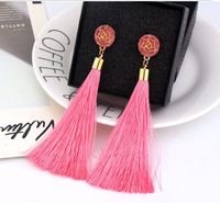 Bohemian Crystal Tassel Earrings Black White Blue Red Pink S...
