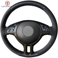 Black Suede Leather Steering Wheel Cover for BMW 3 Series E46 2000-2006 5 Series E39 2000-2003 E53 X5 Z3 E36 2000-2002