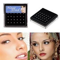 24pcs set Crystal Nose Ring Studs Stainless Surgical Steel N...
