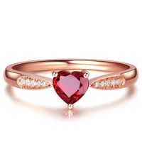 925 Solid Sterling Silver Heart Ruby Gemstone Wedding Engagement Cocktail Rose Gold Ring fijne sieraden
