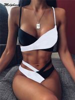Çapraz TOP Kesim Bikini dışarı 2020 Kadınlar Bandaj Mayo itin YUKARI Mayo Siyah Beyaz şal Yüzme Takımı Maillot De Bain Femme Yeni