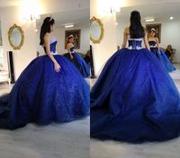 Gorgeous Royal Blue Ball Gowns Quinceanera 15 Birthday Party dresses Strapless Corset Rhinestones Sweet 16 Formal Long Dress