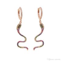 2018 modo caldo delicato arcobaleno cz avvolgere ciondola forma di serpente cz bar orecchino oro riempito colore della miscela CZ fascino delle donne di modo gioielli