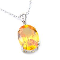 LuckyShine Fire Oval Royal Style Yellow Citrine Gems 925 Ste...