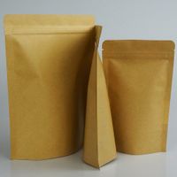 100 pçs / lote, Levante-se malotes-sacos de papel Kraft interno da folha de alumínio com zíper resselável, artesanato zip bolsa, saco de armazenamento de alimentos Feijão De Café Doypack