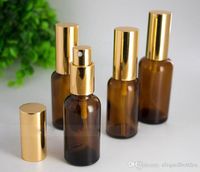 2017 Hot Selling EUA 30ml 50ml Brown Perfume de vidro Garrafa de Spray Cosmetic Âmbar Essencial recarregáveis ​​óleo em spray garrafas de perfume Cap de Ouro Preto