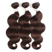 Cor # 2 onda do corpo Bundles de cabelo humano 3 pçs / lote mais escuro marrom pré-colorido remy indiano brasileiro extensão peruana