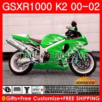 Frame For SUZUKI GSXR 1000 K2 GSXR1000 2000 2001 2002 Body 14HC.127 green silvery GSX R1000 00 02 GSXR-1000 GSX-R1000 00 01 02 Fairings kit