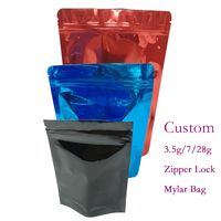 Packaging Personnalisé Sacs Mylar Sacs à glissière pour enfants Stand Up Pochette Feuille d'aluminium Cosmétique Packaging 3.5Gram 1 / 2LB 1LB Taille OEM Sac d'épreuve humide