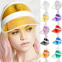 여름 PVC 모자 태양 바이저 파티 캐주얼 햇 명확한 플라스틱 성인 선 스크린 모자 야외 스포츠 모자 여성