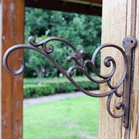 4 Pieces Decorative Wall Hook Wrought Iron Bracket Garden De...