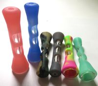 Mini Colorful Silicone Glass Smoking Pipe One Hitter Pipes F...