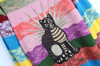 Модные Rainbow Striped Pullovers Женщины 2017 Осенние Длинные Рукава Кошки Вышивка Кружева Женские Свитера Pull Femme DH060
