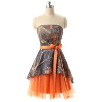 Cocktail Dresses A-Line Short Camo Tulle Homecoming Dress Strapless Knee Length Lace Up Graduation Dresses for Prom Gowns
