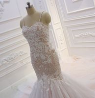 100% prawdziwych zdjęć Eleganckie koronki Syrenki Suknie ślubne Luksusowe Open Back Blush Plaż Boho Suknia Bridalowa Plus Size