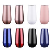 6OZ Stainless Steel Egg Cups Insulated Tumbler Cups Champagne Wine Glass Milk Cup With Lid Vacuum Car Cups Kitchen Accessories TTA860