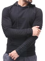 Весенние Мужские Тонкие Складки Дизайнерские Толстовки Плюс Размер Пуловер Толстовка Полоса С Длинным Рукавом Сплошной Цвет Мужская Одежда