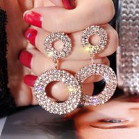 سحر الأزياء الكورية نمط حجر الراين القرط المرأة حزب مجوهرات هدية كبيرة جولة هوب أقراط الذهب والفضة اللون
