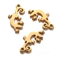 9 * 18mm Nowy Złoty Srebrny Kolor Ze Stali Nierdzewnej Jaszczurka Gecko Charms Dla Biżuterii DIY Dokonywanie zwierząt Uszczelki Akcesoria Ustalenia