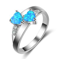 Free Shipping Fashion Lover Jewellery Heart Cutting Blue Fire Opal 925 Silver Ring for Women Jewelry Wholesale and Retail