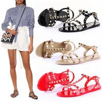 European Style Summer Gladiator Sandals Flat Womens Shoes Rivet Beach Jelly Shoe Women Sandal Buckle