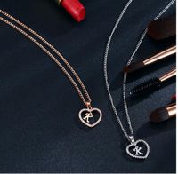 Couples token of love gold silver diamond necklace 26 letter...
