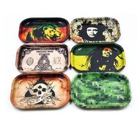 Rolling trays Metal S Size 18cm* 14cm *2cm Bob Marely Dollar Picture Green Leaf Tobacco Tray Handroller Cigarette Other Size Plates