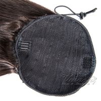 12-26 inç Moğol İşlenmemiş Bakire İpli at kuyruğu İpek Düz Doğal Siyah Elastik Kravatlar İnsan Saç Uzantıları
