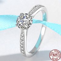Authentic Solid 925 Sterling Silver Ring Classic 1 Ct Diamon...