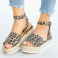 Laamei Wedges Shoes For Women Sandals Plus Size High Heels Summer Shoes Leopard Slides Chaussures Femme Platform Sandals 2019 Y190706