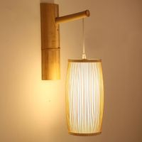 Bamboo Wicke Rattan Lantern Shade Wall Lamp Chinese Asian Ar...