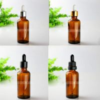 Vidro Âmbar Dropper Bottle E Frascos líquidos 50ML para cosméticos Essential Oil 440 Pcs Lot frete grátis