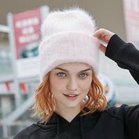 Winter-Pelz-Hüte für Frauen Lange Kaninchen Warm Caps Doppel Futter Damen Freizeit-Hut wirklicher Pelz-Qualitäts-Strick