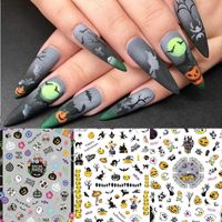 Halloween 3D Nail Art Stickers Slanke Pompoen Skull Nails Decals Decelen Tips Manicure Tools