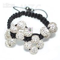 Best 10mm White Rhinestone Crystal ball bead bracelet. Free S...