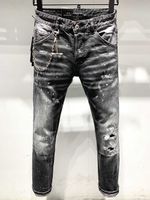 DSQ Phantom Черепальная черепаха Классический модный человек джинсы хип-хоп рок мото мужская повседневная конструкция разорванные джинсы проблемные джинсы джинсовые джинсовые джинсы джинсы 6917