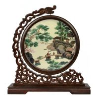 Artículos de regalo de la decoración vintage chinos para la decoración del hogar Patrones de bordado de la mano Trabajos de seda con Wenge Wood Frame Oficina Adornos Accesorios