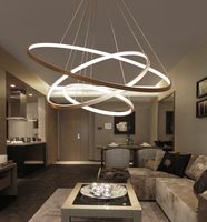 Modern Acrílico LED Luzes Pingente Anéis Círculo Lustres branco / preto / Glod cores para o Office Dining Room Living Room