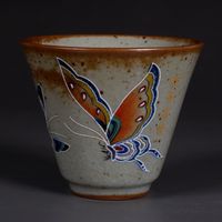 Ceramic Retro Tea Cup Porcelain Butterfly Teacup Vintage Drinkware Master Cup Tea Set Tea Bowl Home Decor