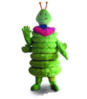 2019 Venta directa de fábrica Traje de la mascota del gusano de Caterpillar verde Vestido de fiesta de lujo Disfraces de Halloween Carnavales