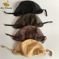 Jüdische Perücke-Kappe mit Clips und einstellbaren Riemen mittlerer Größe schwarz braune blonde Farbkappen für die Herstellung von Perücken 3pcs / lot